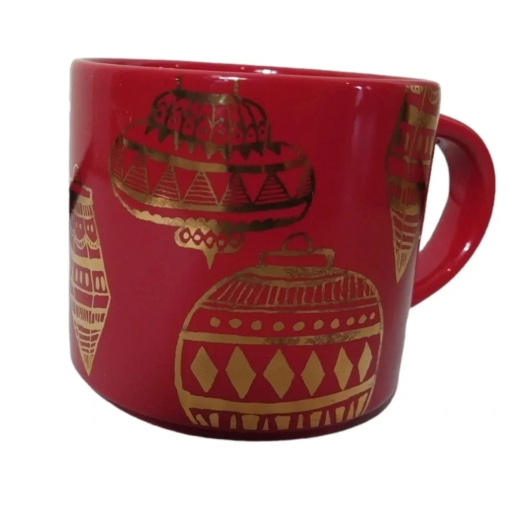 Starbucks‎ red and gold holiday Christmas ornament mug cup
